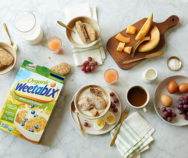 Weetabix Organic Whole Grain Cereal Biscuits 14 Ounce (Pack of 2) with By The Cup Cereal Bowl