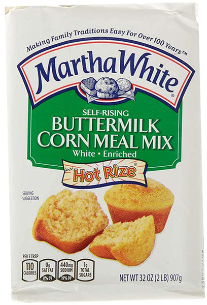 Martha White Self-Rising Buttermilk White Corn Meal Mix, 32 Ounces (Pack of 3) with By The Cup Swivel Measuring Spoon