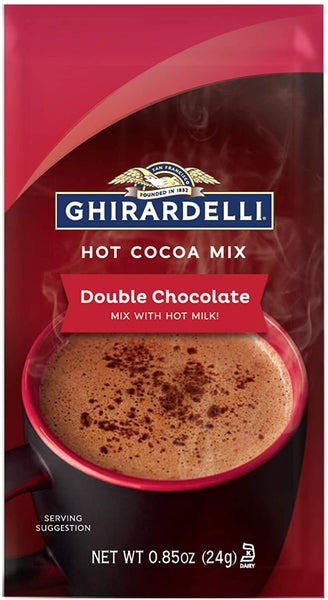 Ghirardelli Chocolate Hot Cocoa Variety, Double Chocolate 0.85 oz Packets & Premium Hot Cocoa Mix .95 oz Packets, 10 of each (Pack of 20) with By The Cup Cocoa Scoop