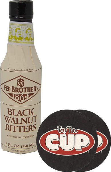 Fee Brothers Black Walnut Cocktail Bitters 5 Ounce with By The Cup Coasters