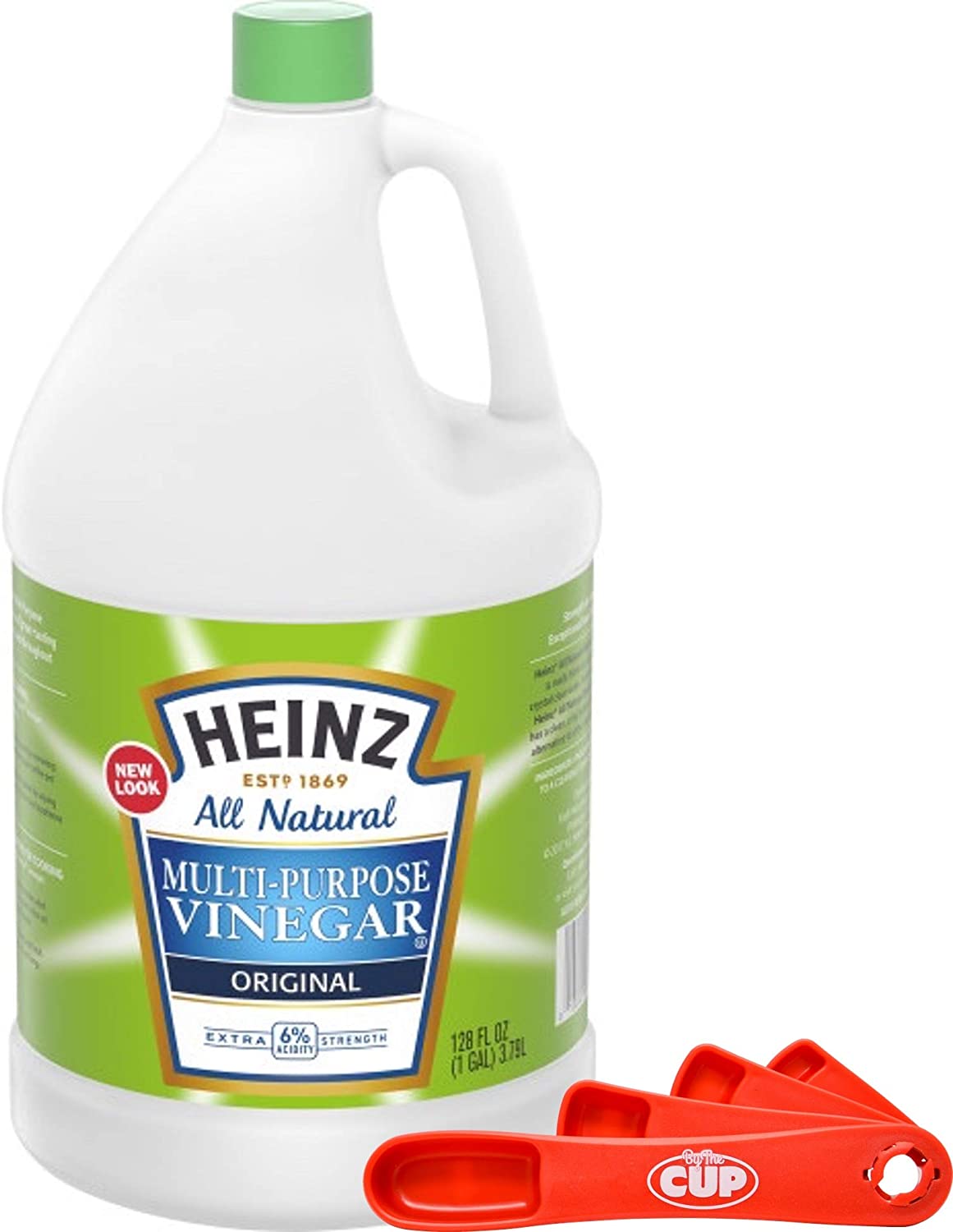 Heinz All Natural Multi-Purpose Cleaning Vinegar 1 Gallon Bottle with By The Cup Swivel Spoons