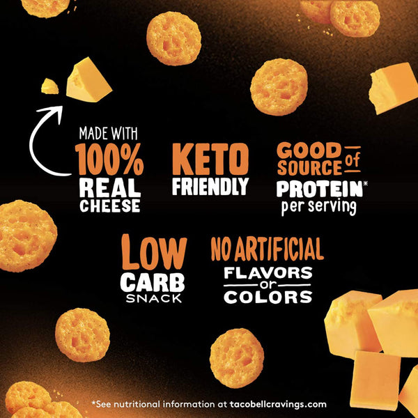 Taco Bell Cheddar Crisps Variety, Fire and Nacho .7 oz, 4 of each Flavor (Pack of 8) with By the Cup Sunflowers Kernels