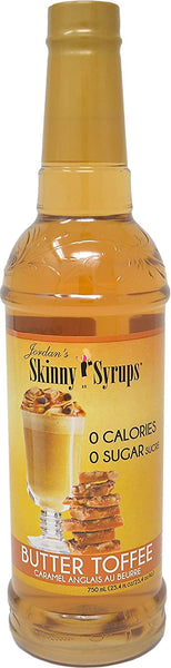 Jordan's Skinny Syrups Sugar Free Butter Toffee Coffee Syrup 750 mL Bottle with By The Cup Syrup Pump