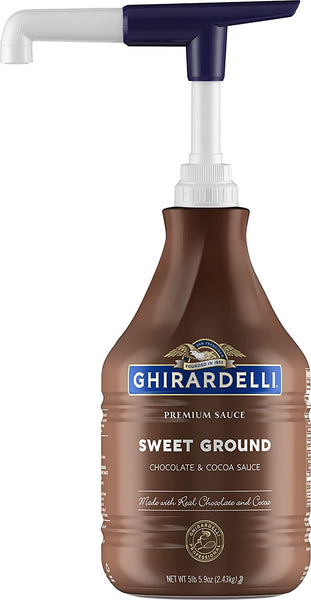 Ghirardelli Sweet Ground Chocolate & Cocoa Sauce 85.9 Ounce with Ghirardelli Pump and Spoon
