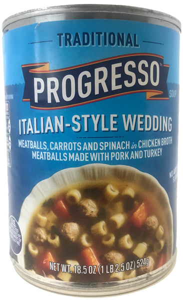 Progresso Italian-Style Wedding Soup, 18.5 oz Can (Pack of 4) with By The Cup Soup Bowl