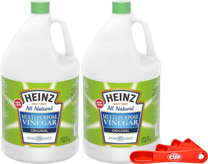 Heinz All Natural Multi-Purpose Cleaning Vinegar 1 Gallon Bottle (Pack of 2) with By The Cup Swivel Spoons