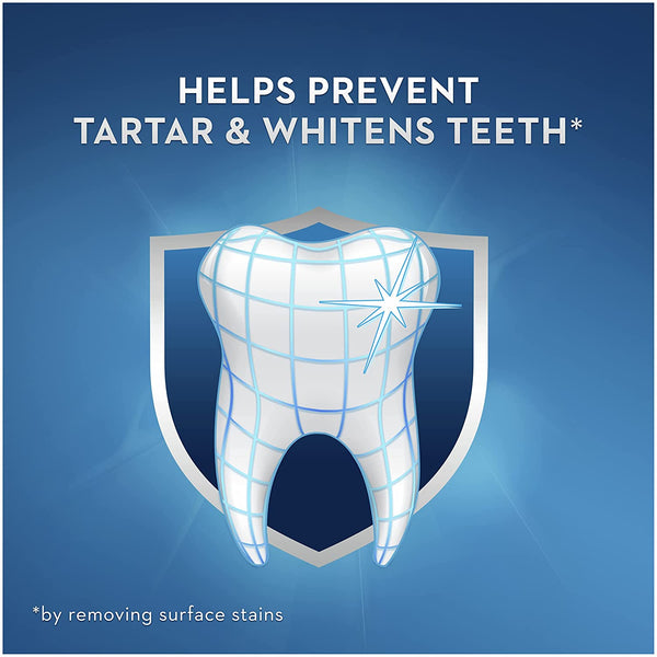 Crest Tartar Protection Whitening Cool Mint Paste Toothpaste, 8.2 oz (Pack of 2) with By The Cup Toothbrush
