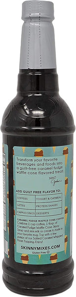 Jordan's Syrup Sugar Free Caramel Fudge Waffle Cone Coffee Syrup 750 mL Bottle with By The Cup Coasters