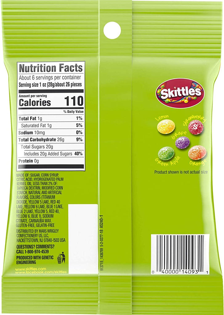 Skittles Nutrition Facts Label 7803