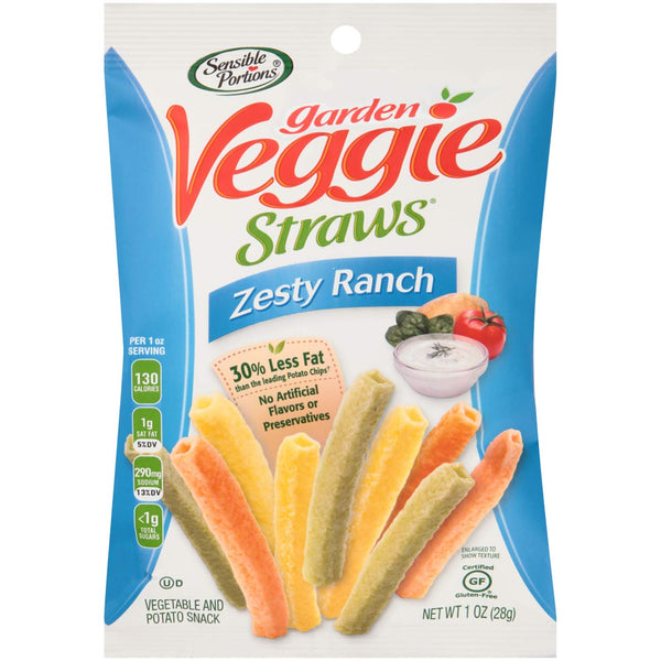 Sensible Portions Veggie Straws Bundle, 8 Count 1 Ounce Bags, 2 Different Flavors with By The Cup Chip Clip