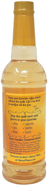 Jordan's Skinny Syrups Sugar Free Vanilla Caramel Creme 750 ml (Pack of 2) with By The Cup Coaster