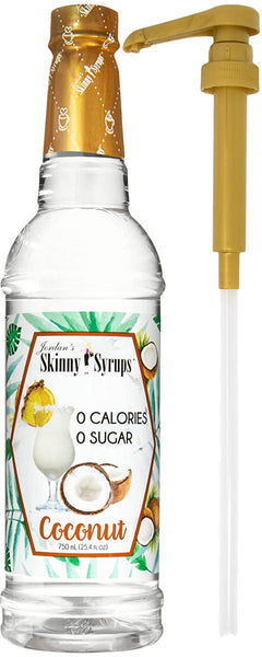 Jordan's Skinny Syrups Sugar Free Coconut 750 ml Bottle with By The Cup Syrup Pump