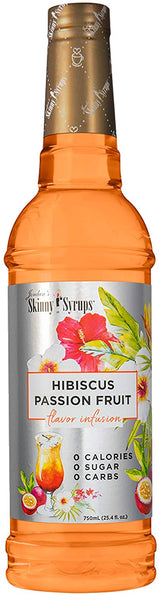 Jordan's Skinny Syrups Sugar Free Hibiscus Passion Fruit Flavor Infusion 750 ml Bottle with 2 By The Cup Coasters