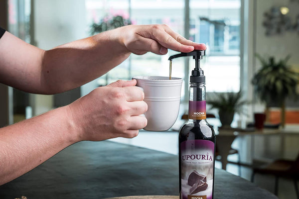 Upouria Mocha Coffee Syrup Flavoring, 100% Vegan, Gluten Free, Kosher, 750 mL Bottle - Pump Sold Separately
