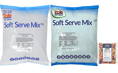 Dole Lactose-Free Soft Serve Mix Variety Pack, Lime & Cherry, 1 of Each with By The Cup Sprinkles