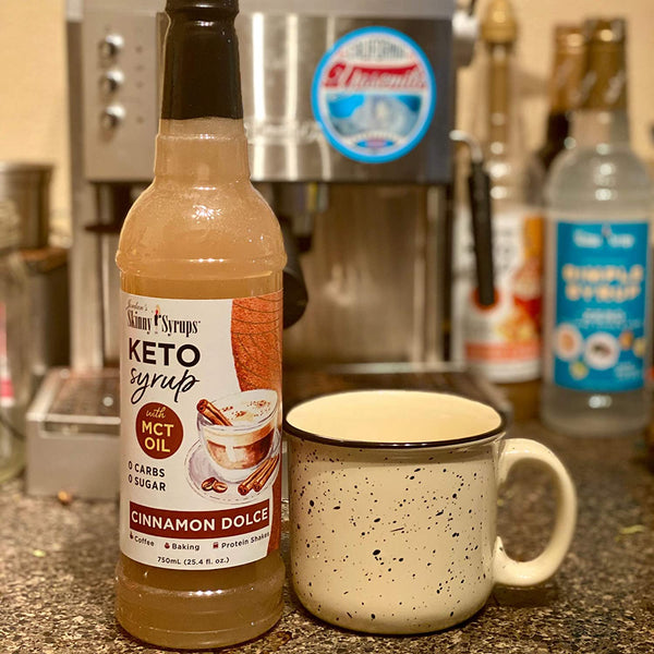 Jordan's Skinny Syrups Keto Cinnamon Dolce with MCT Oil 750 ml Bottles with By The Cup Syrup Pump