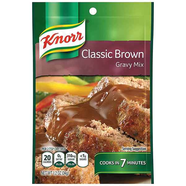 Knorr Classic Brown Gravy, 1.2 oz (Pack 4) with By The Cup Swivel Spoon