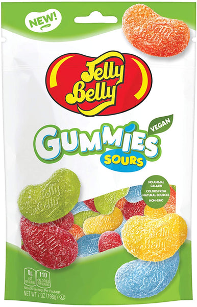 Jelly Belly Gummies Variety, Assorted Gummies and Assorted Sour Gummies, 7 oz Bags (Pack of 2) with By The Cup Teddy Bear