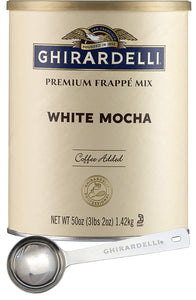 Ghirardelli White Mocha Premium Frappé Mix, 3.12 lb Can with Ghirardelli Stamped Barista Spoon