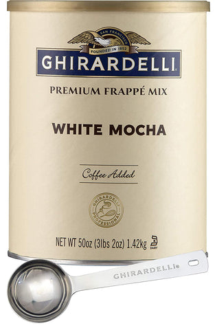 Ghirardelli - White Mocha Premium Frappé 3.12lbs with Ghirardelli Stamped Barista Spoon