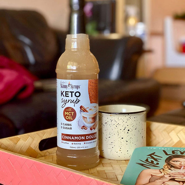 Jordan's Skinny Syrups Keto Cinnamon Dolce with MCT Oil 750 ml Bottles with By The Cup Syrup Pump