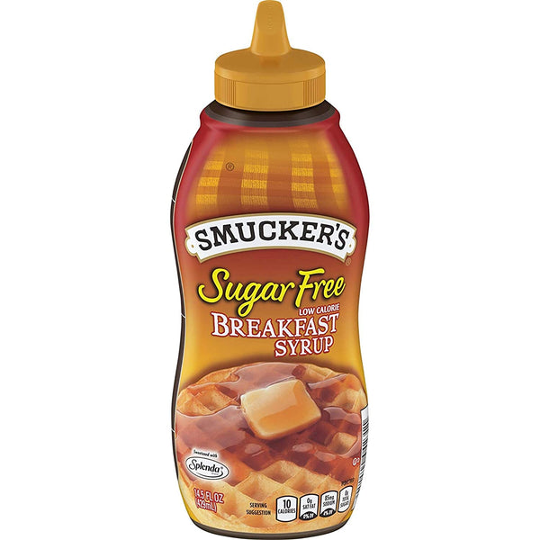 Pancake & Syrup Bundle, 1 of each: Krusteaz Gluten-Free Pancake Mix, 16 oz and Smuckers Sugar-Free Breakfast Syrup, 14.5 oz with By The Cup Spreader
