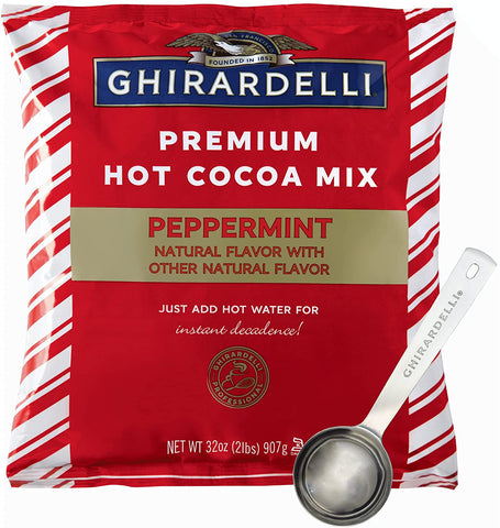 Ghirardelli 2 Pound Peppermint Hot Cocoa Pouch By The Cup Pack with Limited Edition Spoon