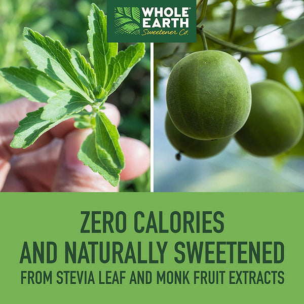 Whole Earth Liquid Stevia & Monk Fruit Sweetener 1.62 Ounce Variety Pack of 3 Original, Vanilla & Raspberry with By The Cup Travel Mug