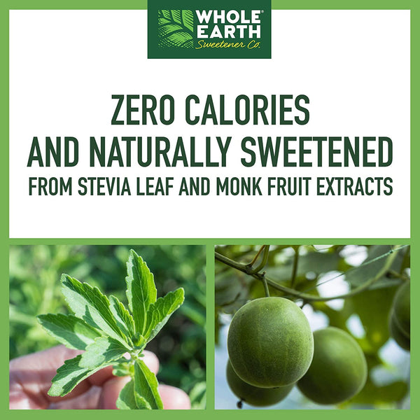 Whole Earth Stevia & Monk Fruit Sweetener Cubes 30 Cubes per Tin (Pack of 3 Tins) with By The Cup Travel Mug