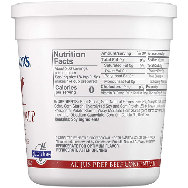 MINOR'S Beef Au Jus Concentrate No Added MSG Ambient 1 lb (Pack of 2) with By The Cup Swivel Spoons