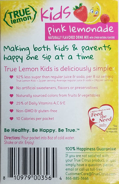 True Lemon Kids Pink Lemonade 10 Count (Pack of 4) with By The Cup Sports Bottle
