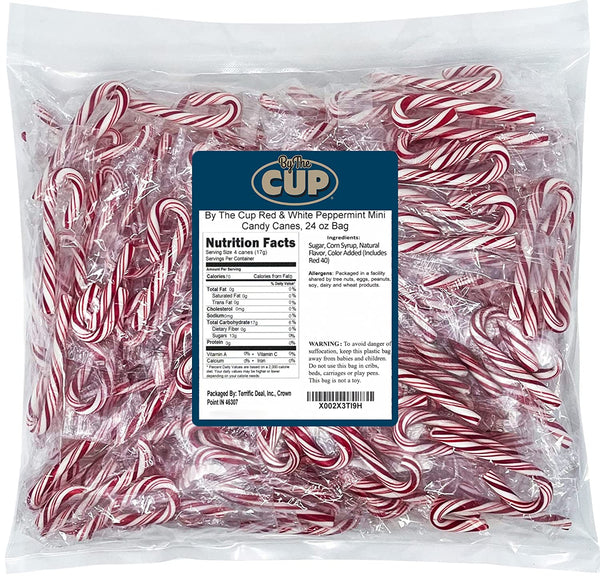 By The Cup Red & White Peppermint Mini Candy Canes, 24 oz Bag