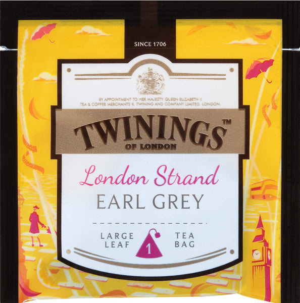 Twinings Discovery Collection London Strand Earl Grey 20 Large Leaf Pyramid Tea Bags with By The Cup Honey Sticks