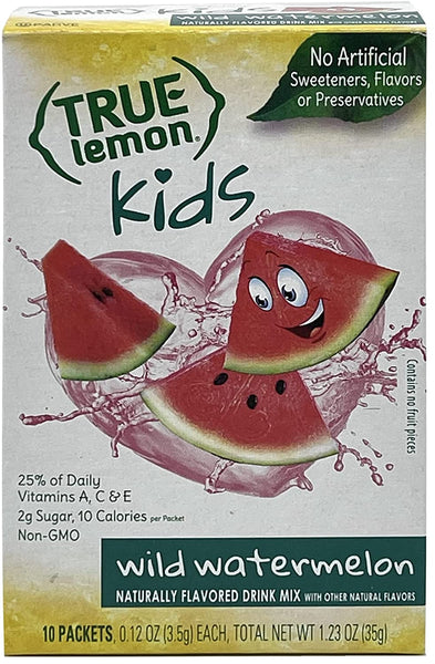 True Lemon Kids Wild Watermelon 10 Count (Pack of 4) with By The Cup Sports Bottle