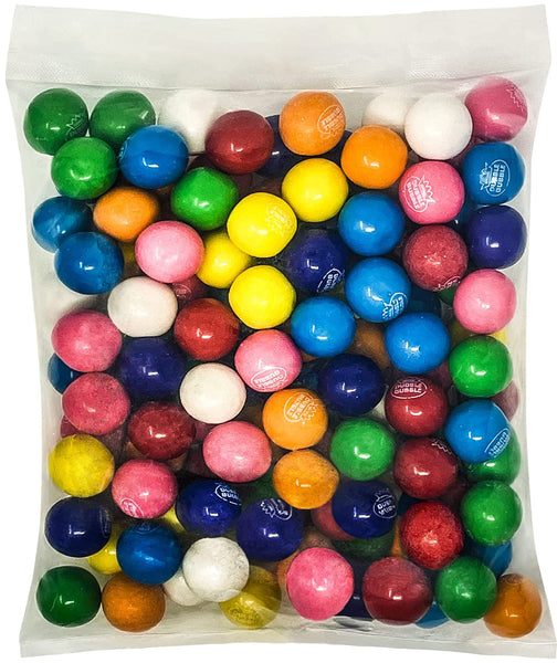 Dubble Bubble Assorted 24mm Gumballs 1 Inch, 2 lb Bulk Bag with By The Cup Teddy Bear