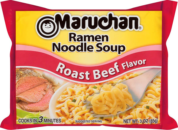 By The Cup Chop Sticks and Soup Variety, 4 Flavor Assortment, 3 Ounce Single Serving Packs Maruchan Ramen Noodle Soup, 6 of each Soy, Creamy Chicken, Roast Beef and Chicken Flavor (Pack of 24)