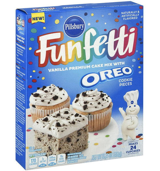 Funfetti Oreo Variety, 1 - Chocolate Cake Mix, 1 - Vanilla Cake Mix, 2 - Vanilla Frosting with By The Cup Frosting Spreader
