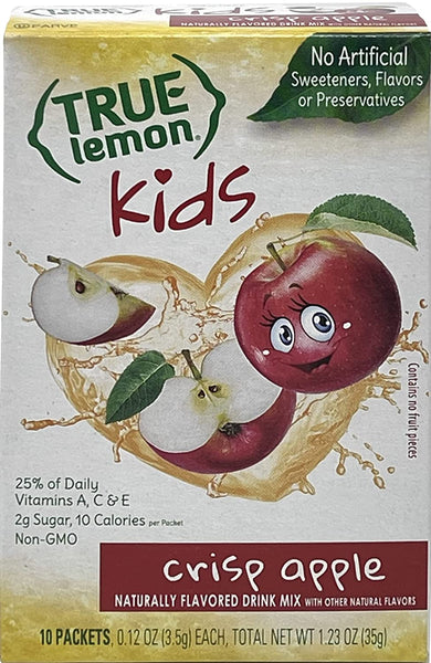 True Lemon Kids Crisp Apple 10 Count (Pack of 4) with By The Cup Sports Bottle