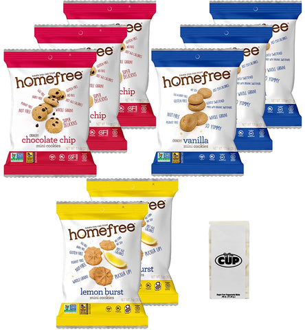 Homefree Gluten Free Cookies 3 Flavor Variety Pack, 8 Count with By The Cup Mints