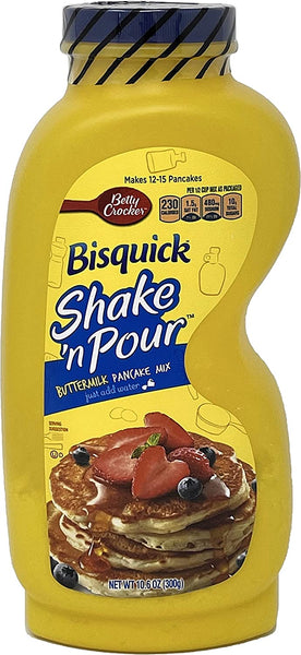 Betty Crocker Bisquick Shake 'n Pour Buttermilk Pancake Mix 10.6oz (Pack of 2) with By The Cup Swivel Spoons
