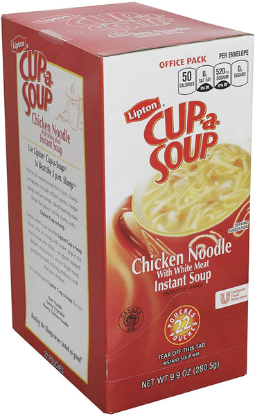Lipton Chicken Noodle Cup a Soup 22 Single Serve Packets (Pack of 2) with By The Cup Soup Bowl