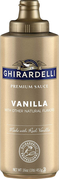 Ghirardelli Chocolate Sauce and Vanilla Sauce, 16 Ounce Squeeze Bottles (Set of 2) - with Limited Edition Measuring Spoon