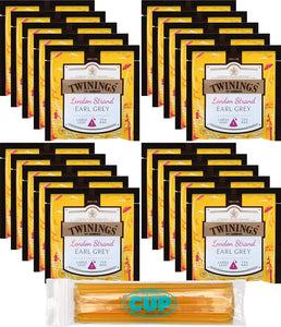 Twinings Discovery Collection London Strand Earl Grey 20 Large Leaf Pyramid Tea Bags with By The Cup Honey Sticks
