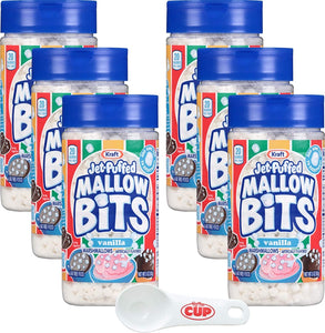 Kraft Jet-Puffed Mallow Bits Vanilla Flavor Marshmallows 3 Ounce (Pack of 6) with By The Cup Portion Scoop