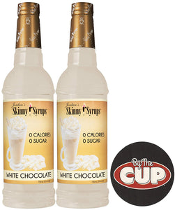 Jordan's Skinny Syrups Sugar Free White Chocolate 750 ml (Pack of 2) with By The Cup Coaster