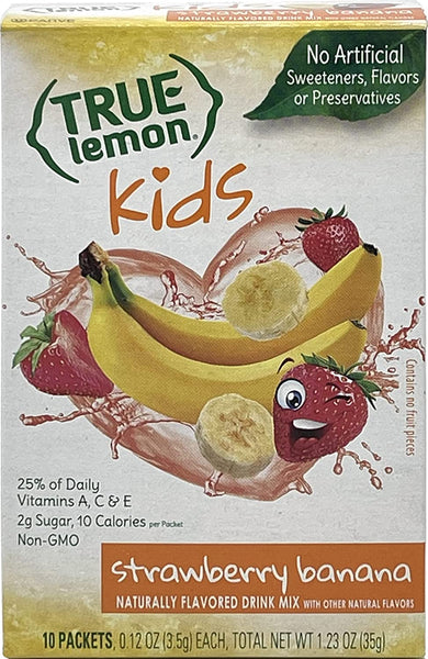True Lemon Kids Strawberry Banana 10 Count (Pack of 2) with By The Cup Stickers