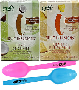 True Citrus Fruit Infusion 2 Flavor Bundle, Lime Coconut, Orange Pineapple (Pack of 2) with 2 By The Cup Mood Spoons