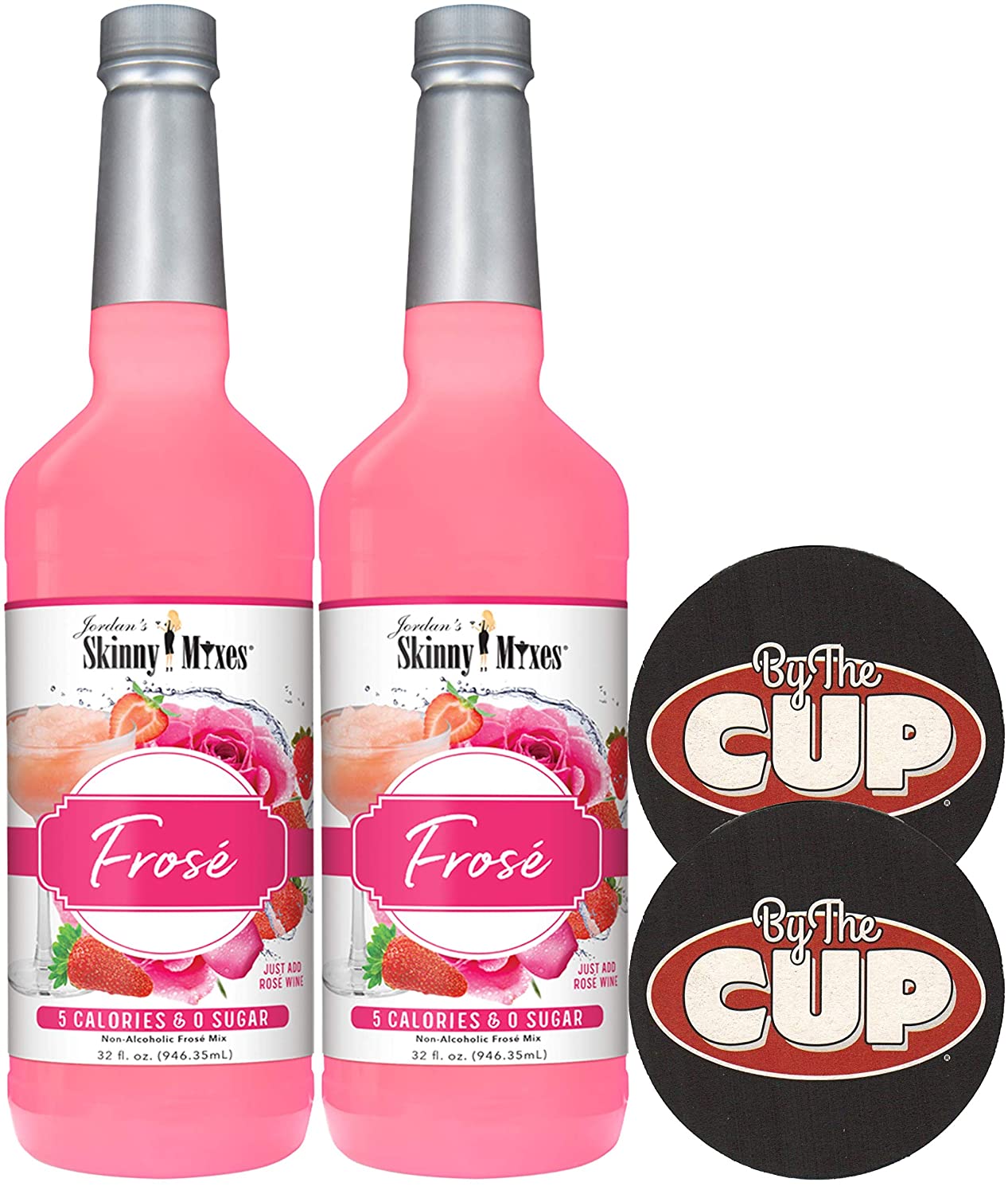 Jordan's Skinny Syrups Sugar Free Frosé (Pack of 2) with By The Cup Coasters