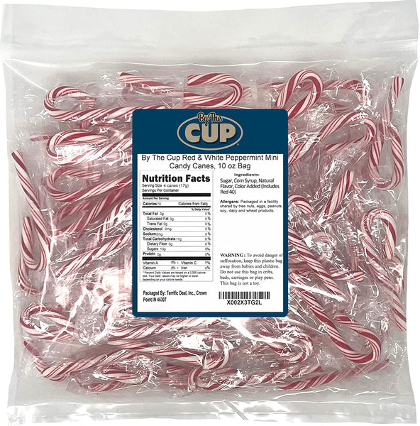 By The Cup Red & White Peppermint Mini Candy Canes, 10 oz Bag