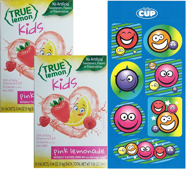 True Lemon Kids Pink Lemonade (Pack of 2) with By The Cup Stickers